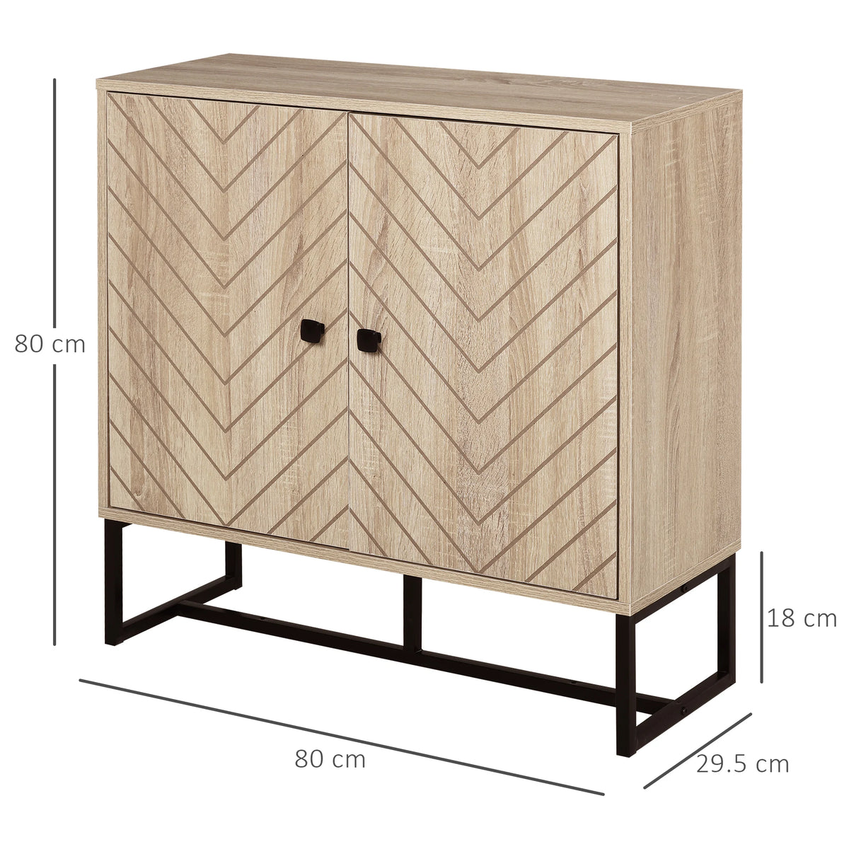 Embossed Arrow Storage Cabinet with Adjustable Shelf, Metal Frame Handles