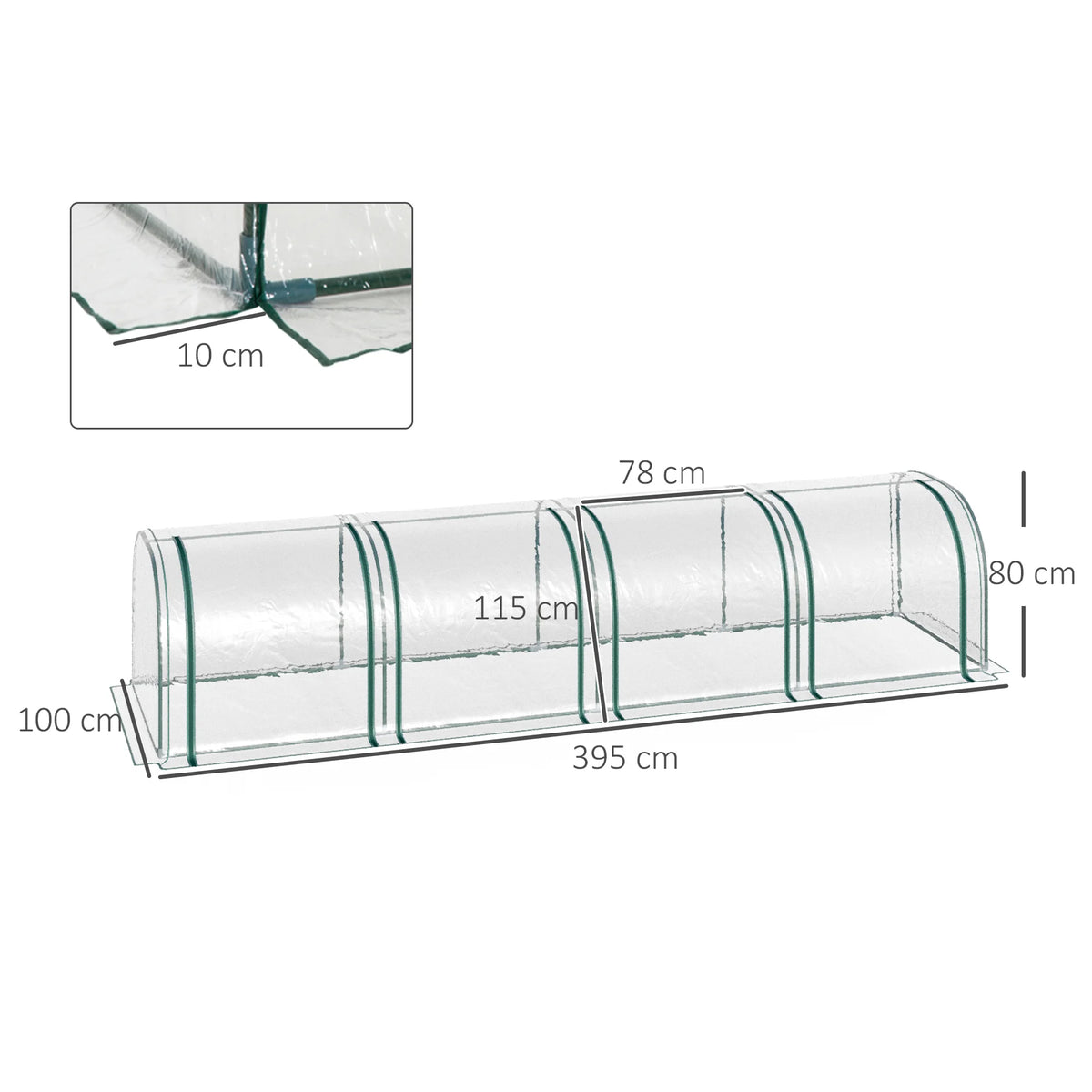 Tunnel Greenhouse Grow House with Steel Frame and Zipped Doors
