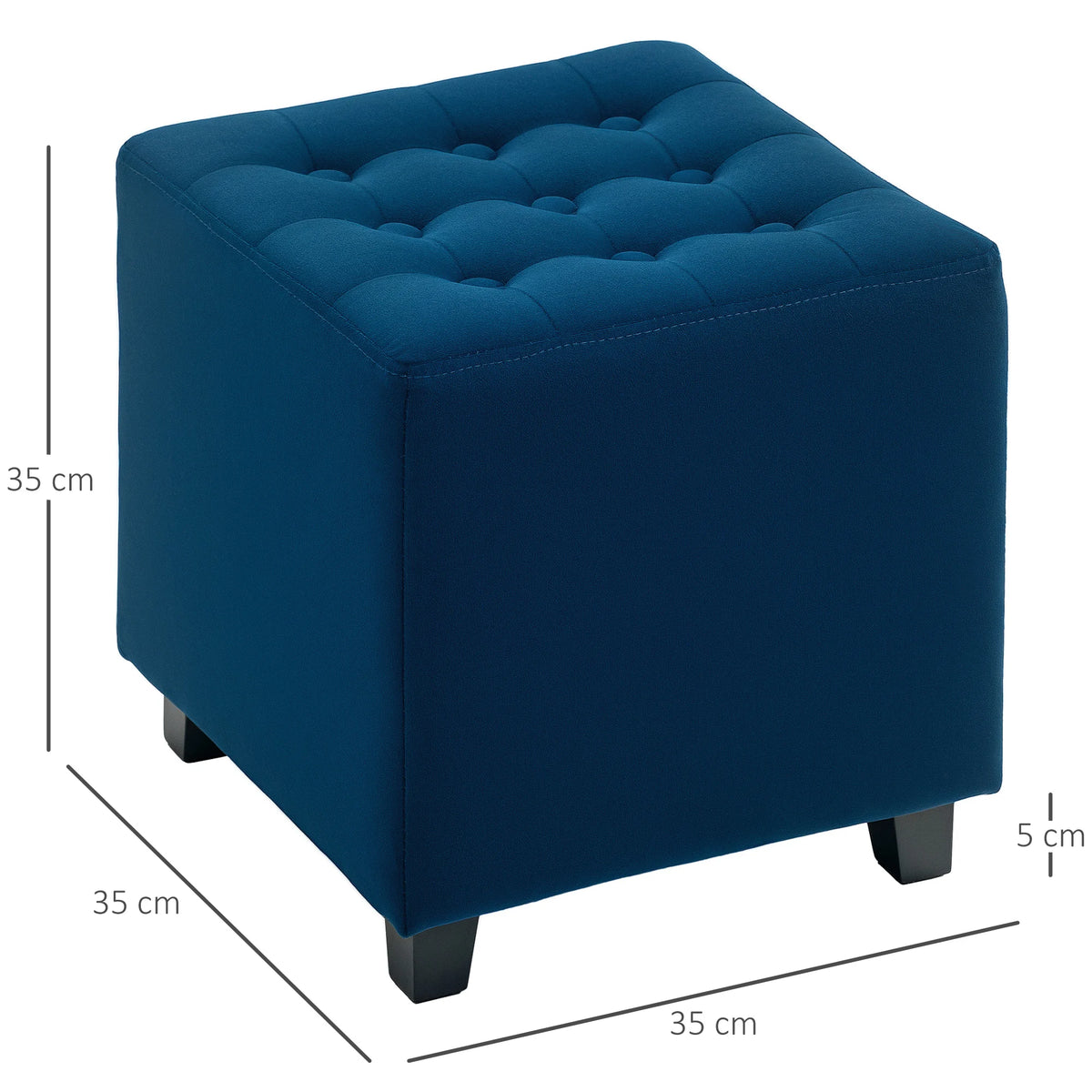 Square Footstool Small Ottoman with Wood Legs for Bedroom