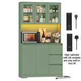Modern Kitchen Buffet Cabinet with LED Lights & Drawers – Tall Storage Unit