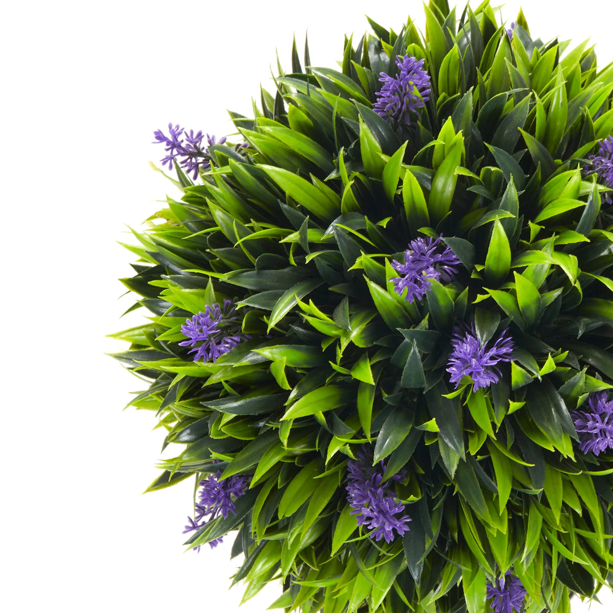 Set of 2 Artificial Ball Trees with Lavender Flowers 60cm Potted Faux Plants with Cement Soil Green