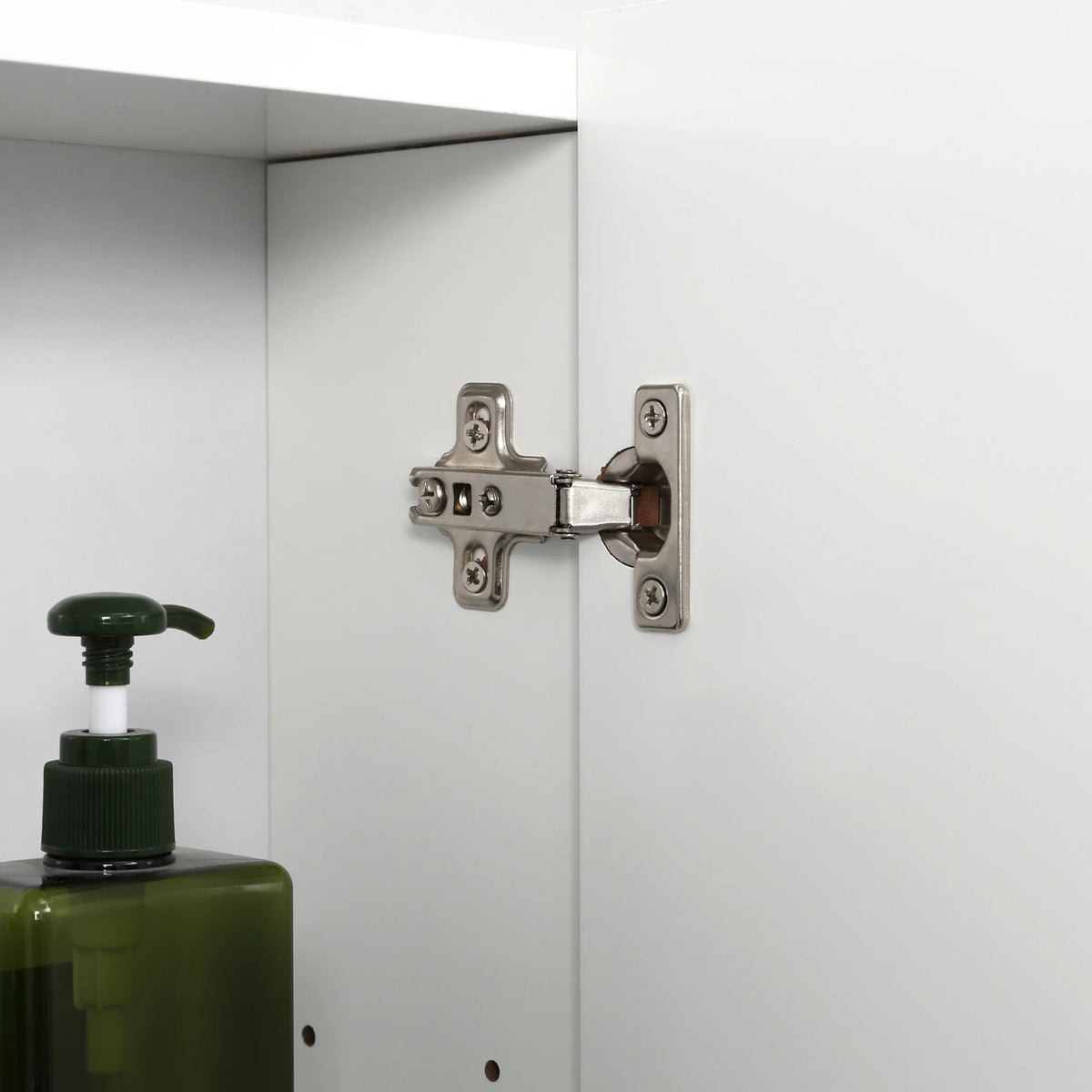 Bathroom Mirror Cabinet Wall-Mounted Storage Organiser with Door, White