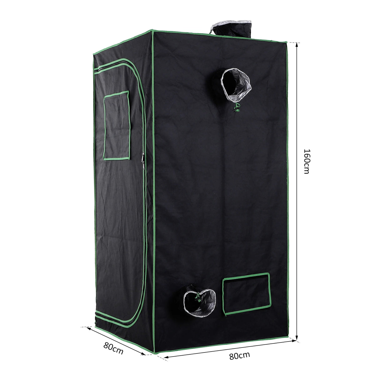 Hydroponic Grow Tent 80x80x160cm with Reflective Mylar Lining Adjustable Mesh Vents and Floor Tray
