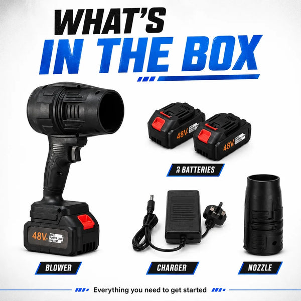 Cordless Handheld Turbo Air Blower with 2 Batteries and Charger