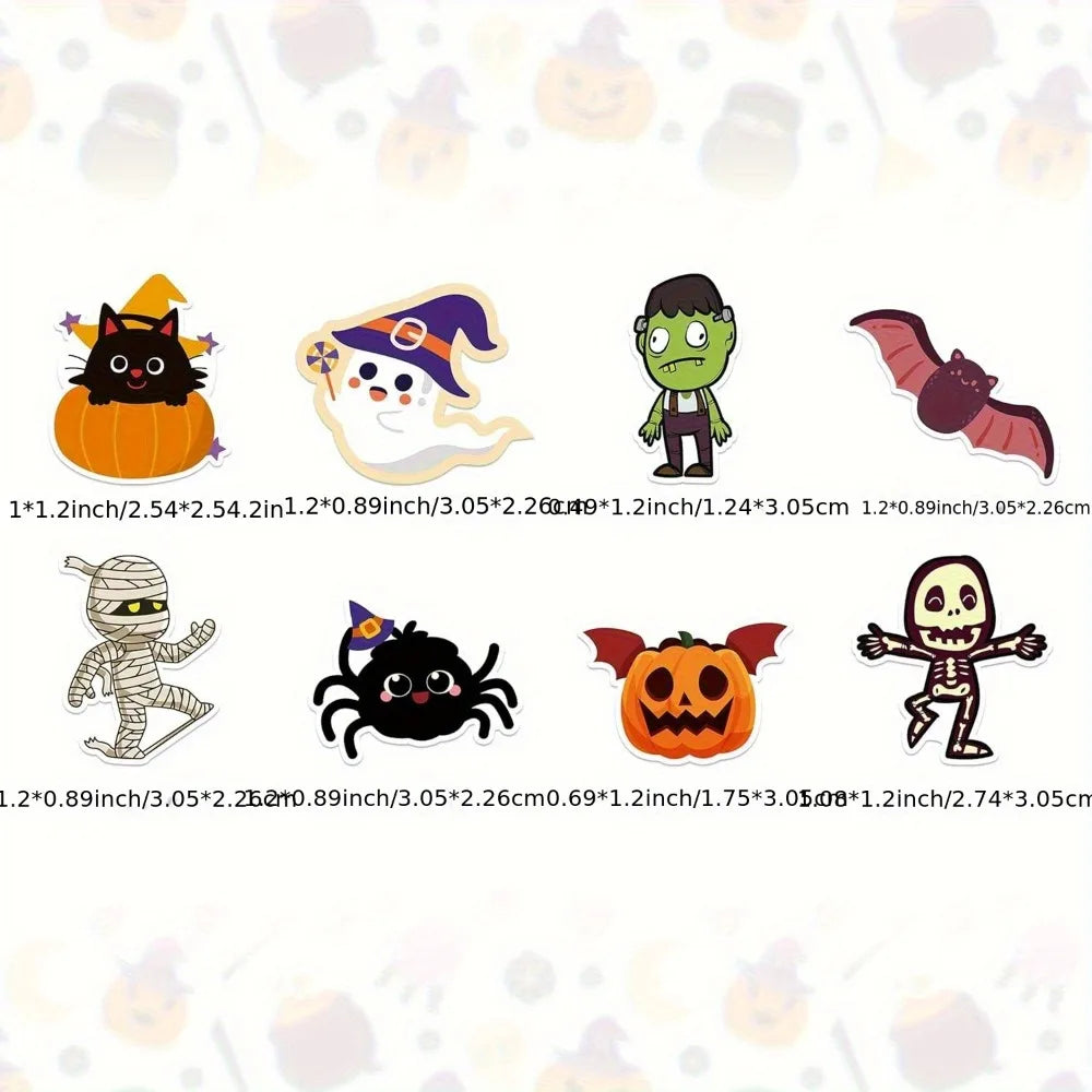 Halloween Sticker Roll with Pumpkin, Ghost, Bat and Skeleton Designs