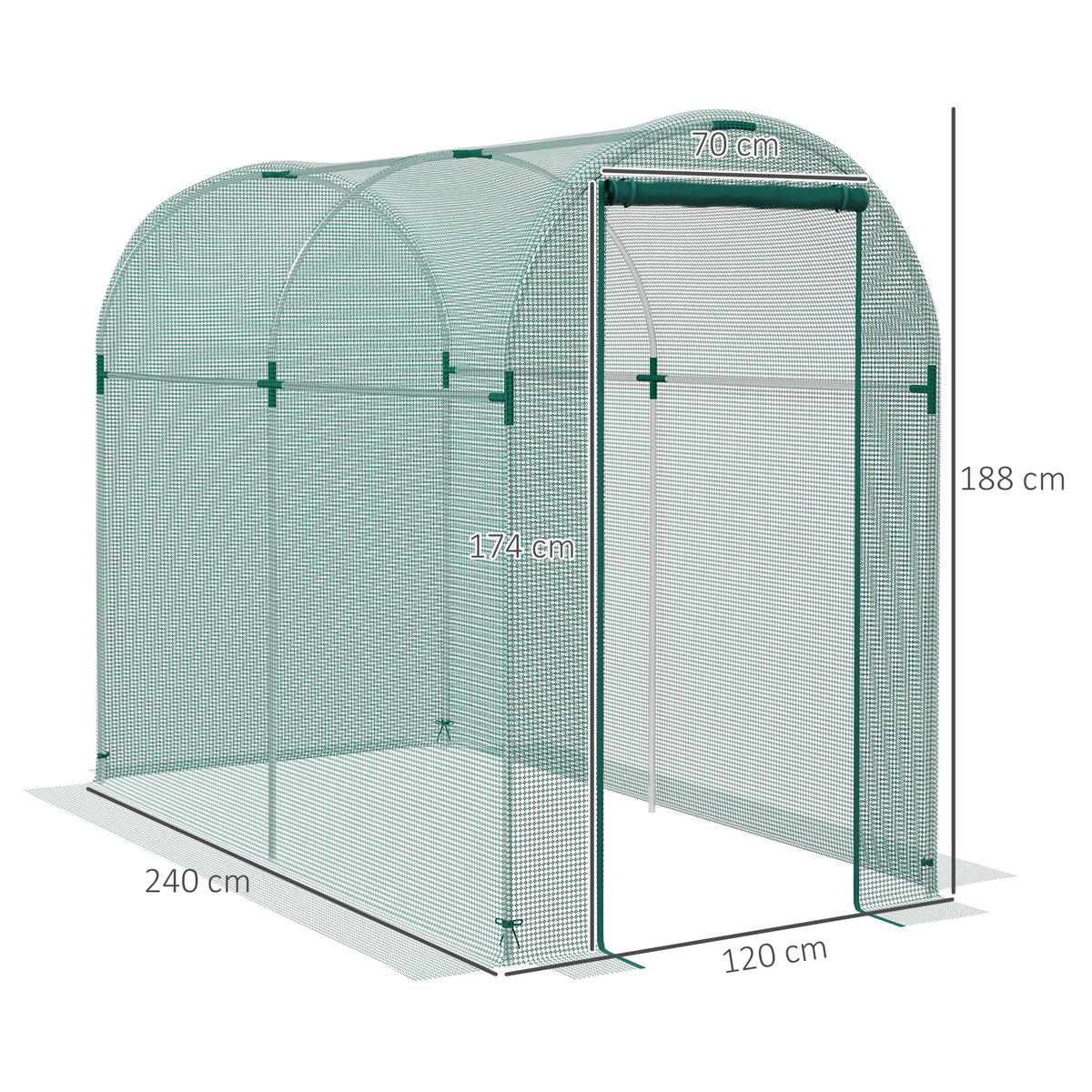 Fruit Cage Plant Protection Tent 1.2 x 2.4m with Zipped Door, Green