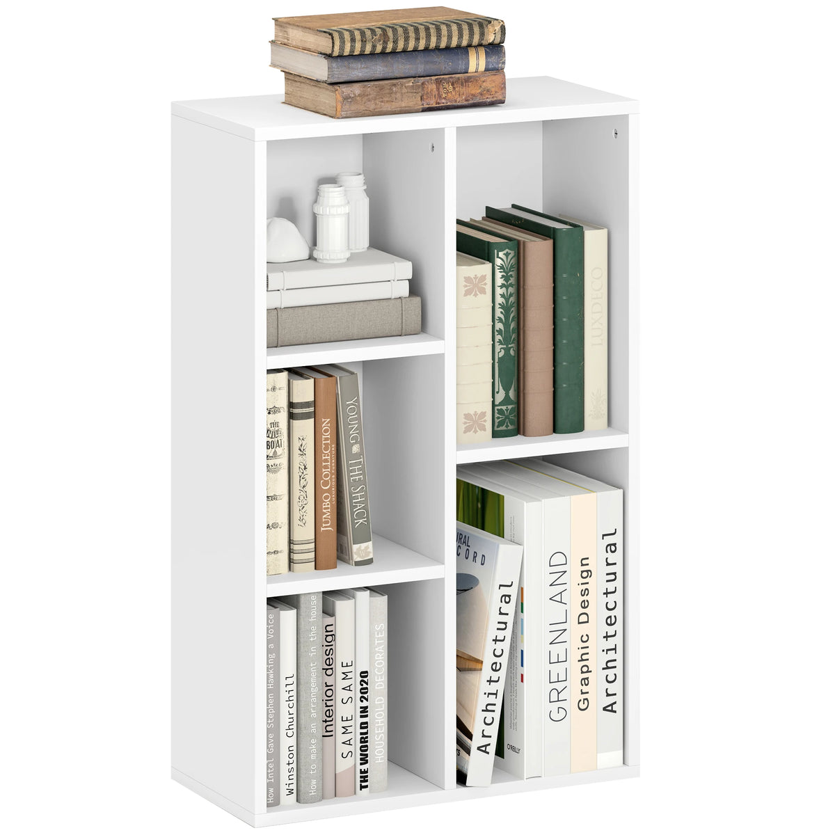 2-Tier Cube Bookcase, Freestanding Storage Shelf Unit
