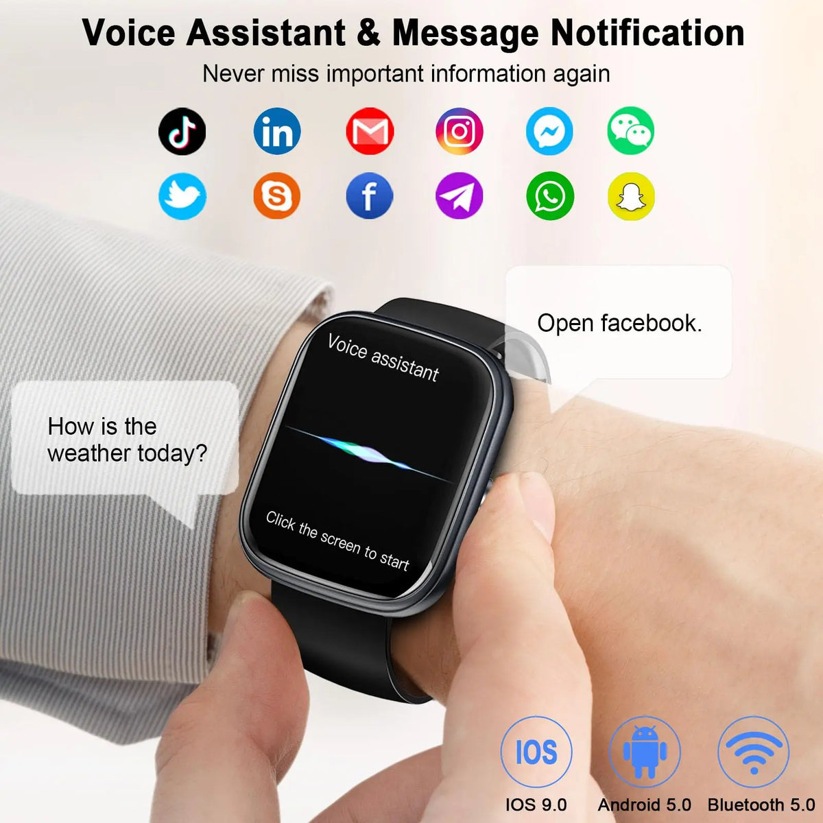1.91" Smart Watch with Call & Answer, IP68 Waterproof Fitness Tracker, Heart Rate & Sleep Monitor