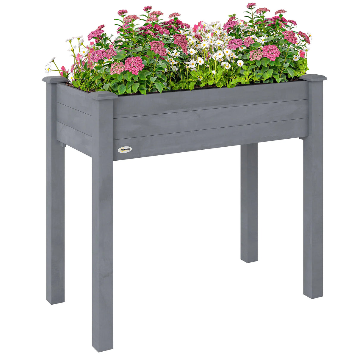 Raised Bed for Garden, Wooden Elevated Planter Box with Bed Liner, for Flower Vegetable Herb
