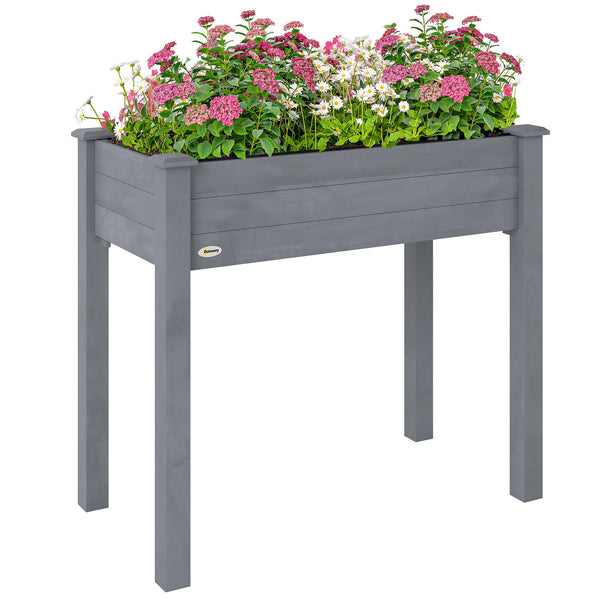 Raised Bed for Garden, Wooden Elevated Planter Box with Bed Liner, for Flower Vegetable Herb