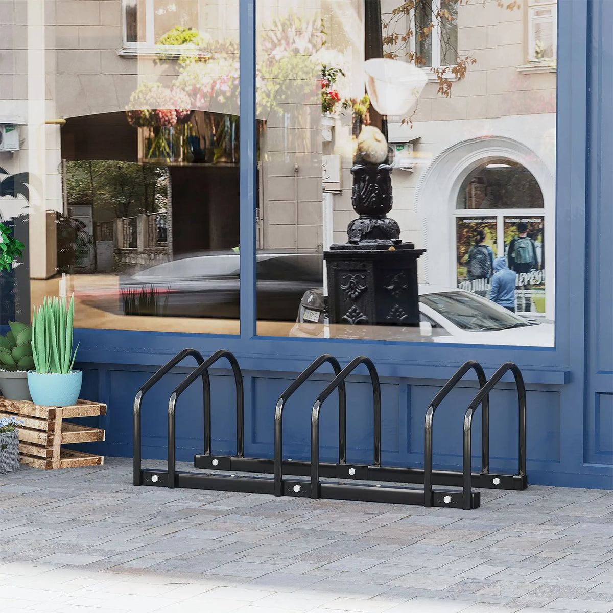 Bike Parking Rack for 3 Bikes, Floor Standing Steel Cycle Stand, Black