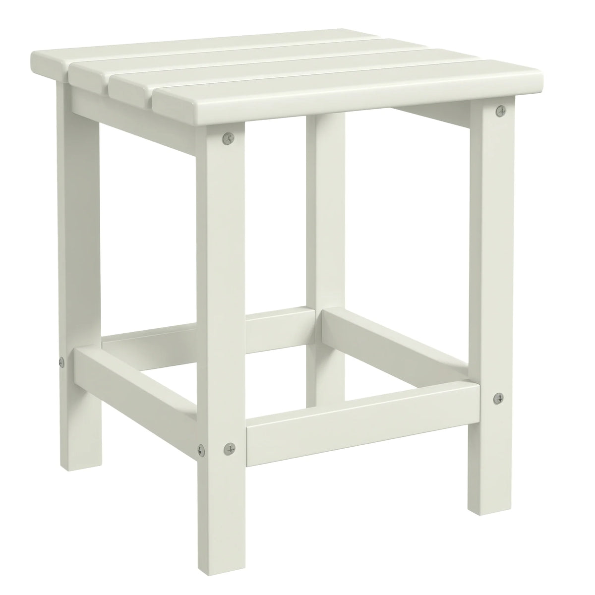 Adirondack-Style Square Garden Side Table, HDPE, White