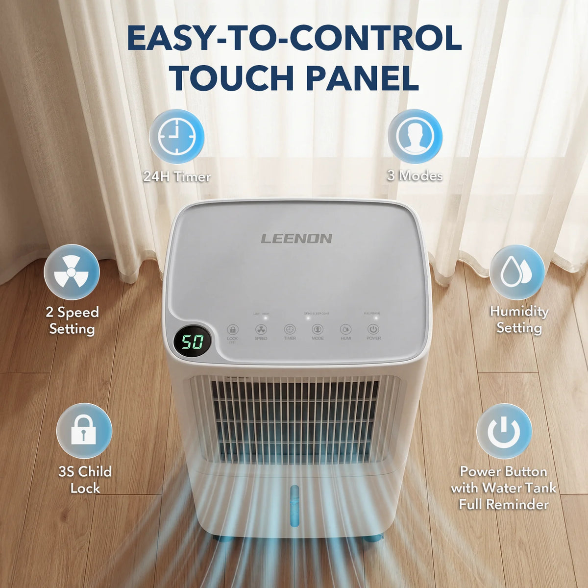 12L per Day Dehumidifier with Child Lock and Dual Drainage