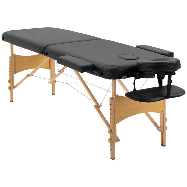 Folding Massage Table with Adjustable Height, Removable Headrest and Carry Bag