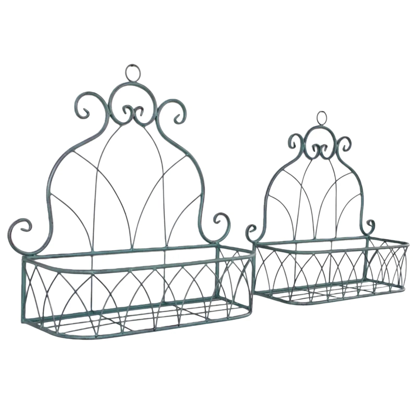 2 Pack Iron Hanging Balcony Flower Stand Vintage Wall Mounted Butterfly Design for Garden Porch Patio Decor