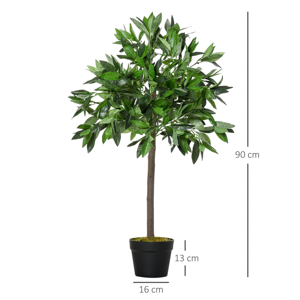 Set of 2 Artificial Bay Laurel Topiary Trees 90cm with Cement Filled Pots Faux Plants for Indoor Outdoor