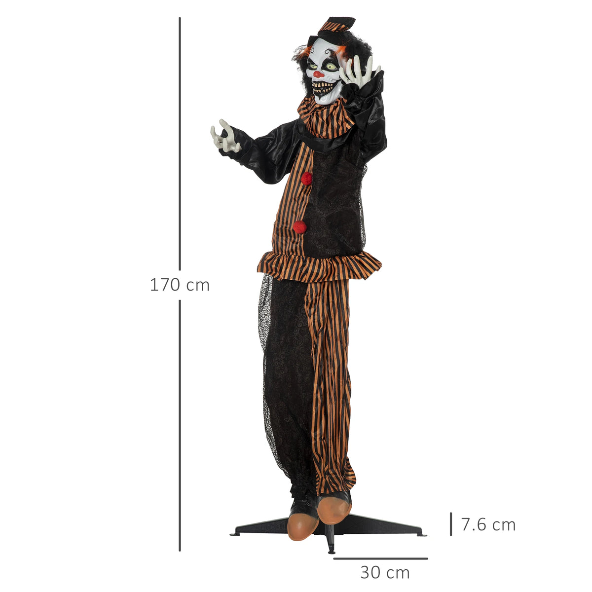 67-Inch Animated Circus Clown Halloween Prop – Indoor/Outdoor