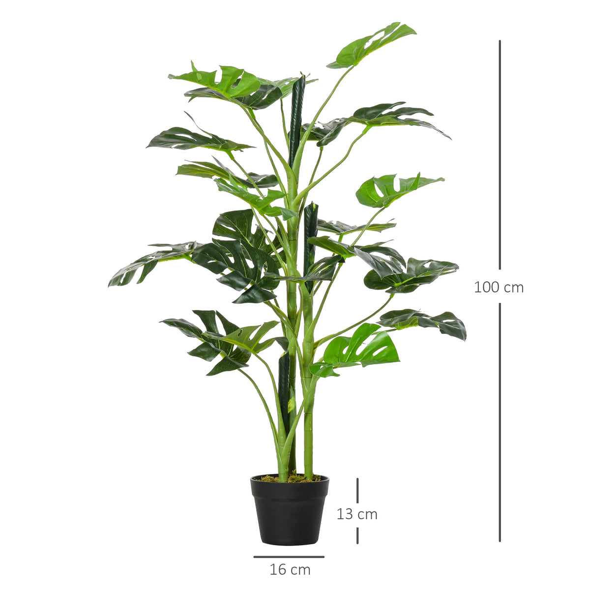 100cm/3.3ft Artificial Monstera Tree, Fake Plant in Pot, Indoor/Outdoor