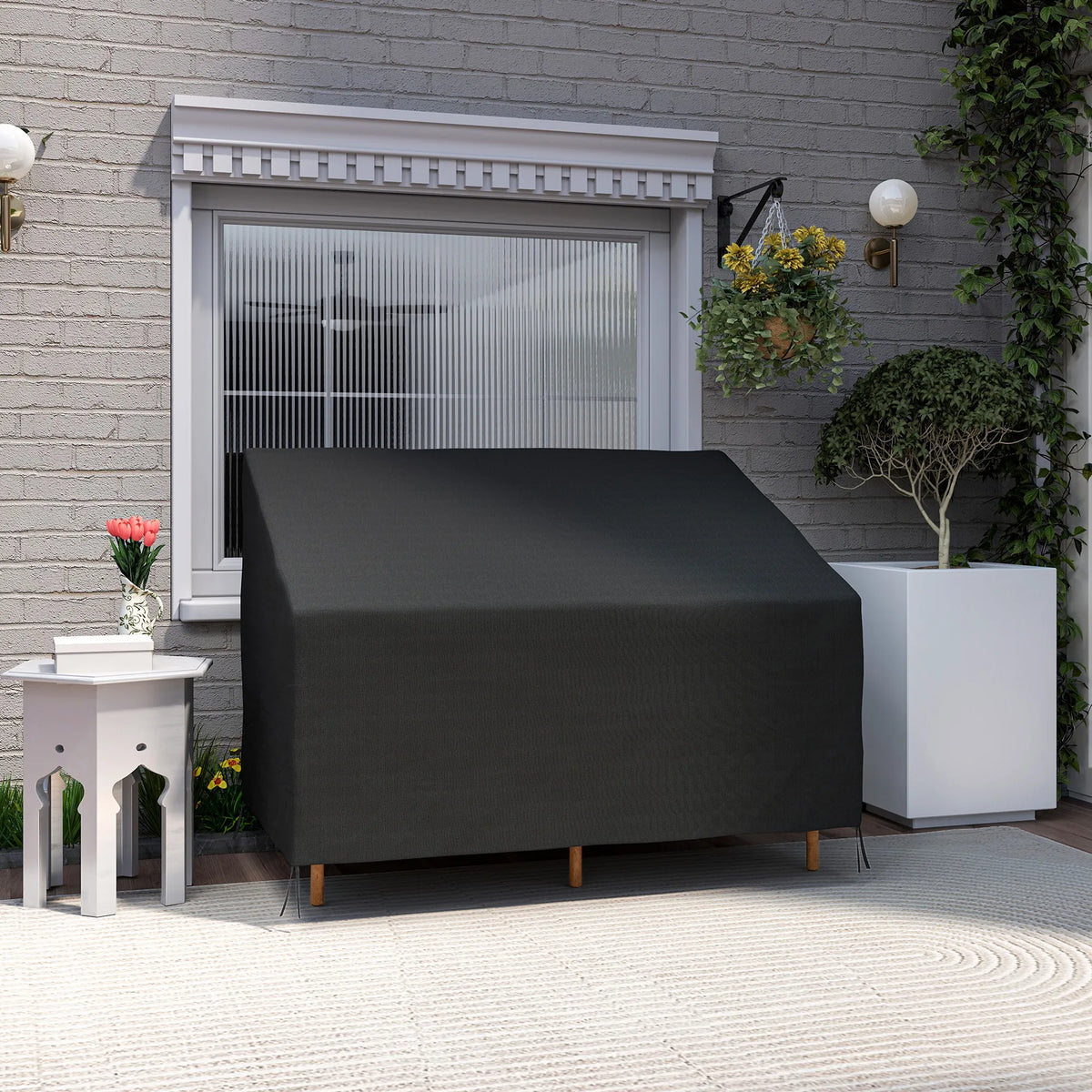 600D Oxford Cloth Furniture Cover, 2 Seater Sofa Protector for Garden Patio, Waterproof
