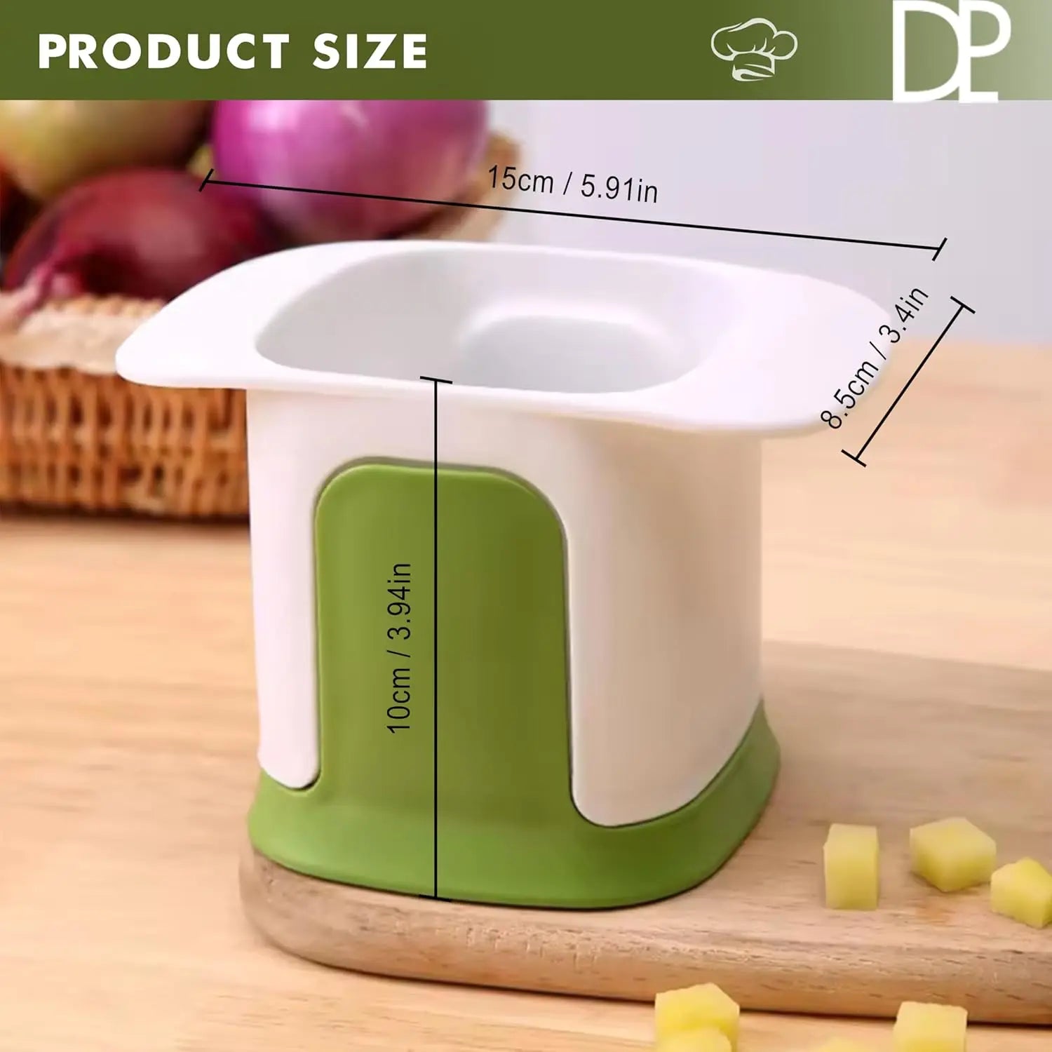 Cup Fruit and Vegetable Slicer with Stainless Steel Blades | Press Chopper for Strawberries Banana Apple Grapes