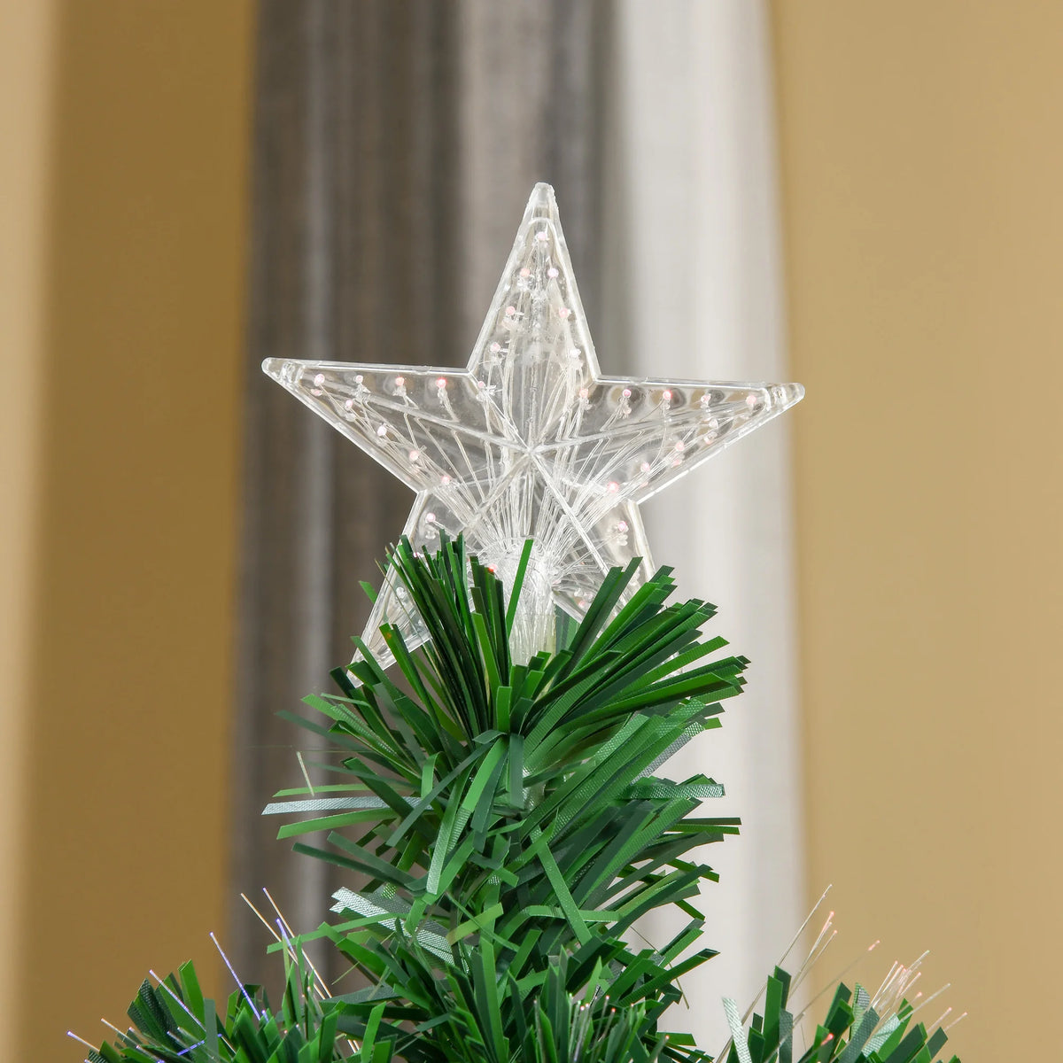 5ft Pre-Lit Fibre Optic Artificial Christmas Tree with Star Topper and Metal Stand