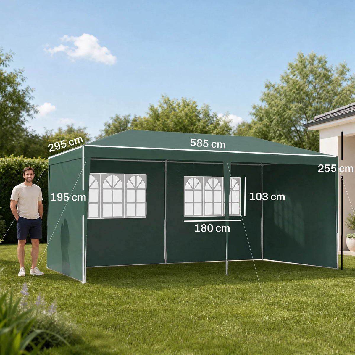 6 x 3m Garden Party Gazebo Marquee with Windows