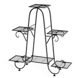 6 Tier Metal Plant Stand 78.6x24.5x74.3cm Anti-Rust Black 10kg per Tier for Garden Patio Balcony Indoor Outdoor