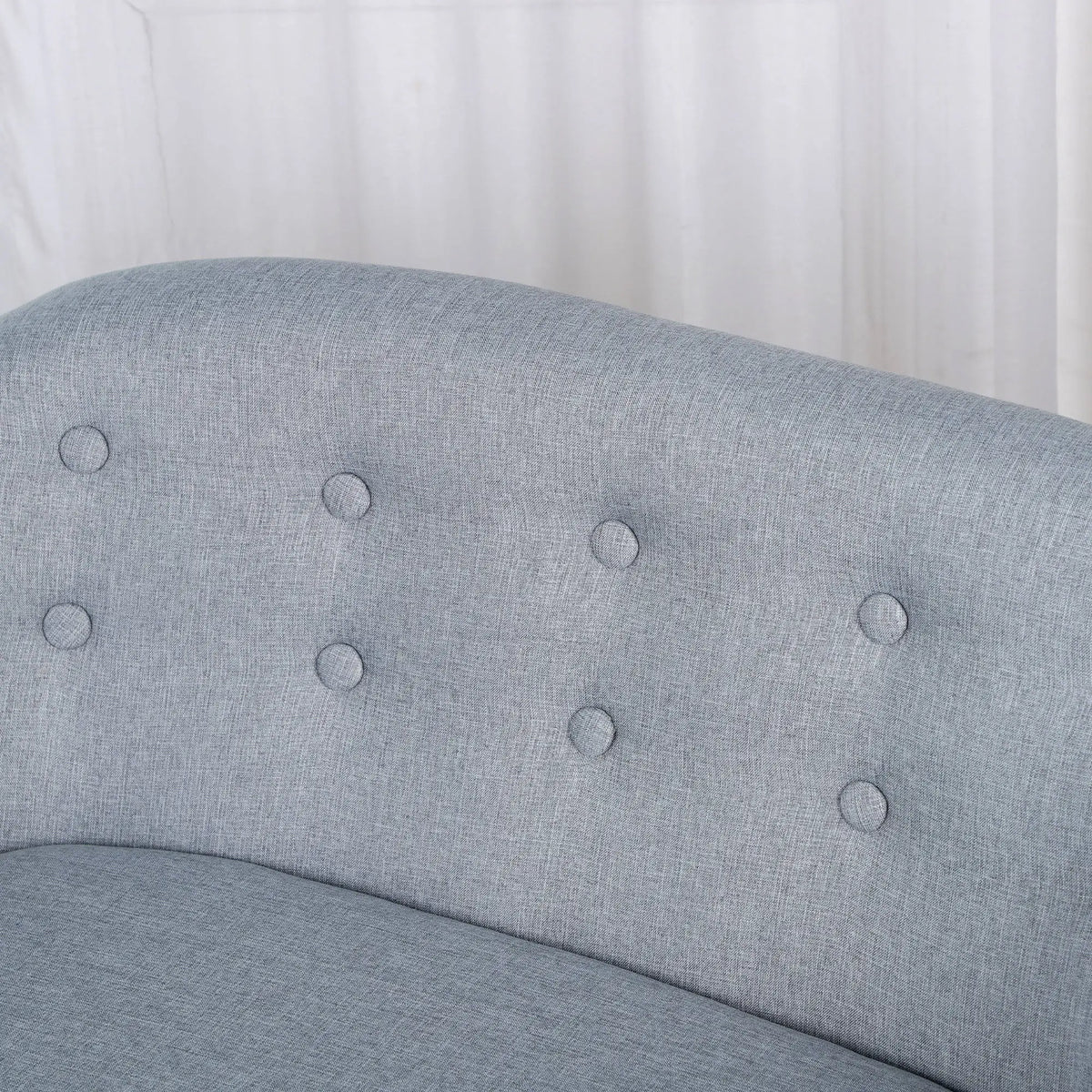 Kids 2 Seater Mini Sofa with Wood Frame Padded Seat Linen Look Upholstery Button Back Detail Grey