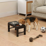 Foldable Raised Dog Bowl Stand with 4 Adjustable Heights Slow Feeder and Dishwasher Safe Stainless Steel Bowls