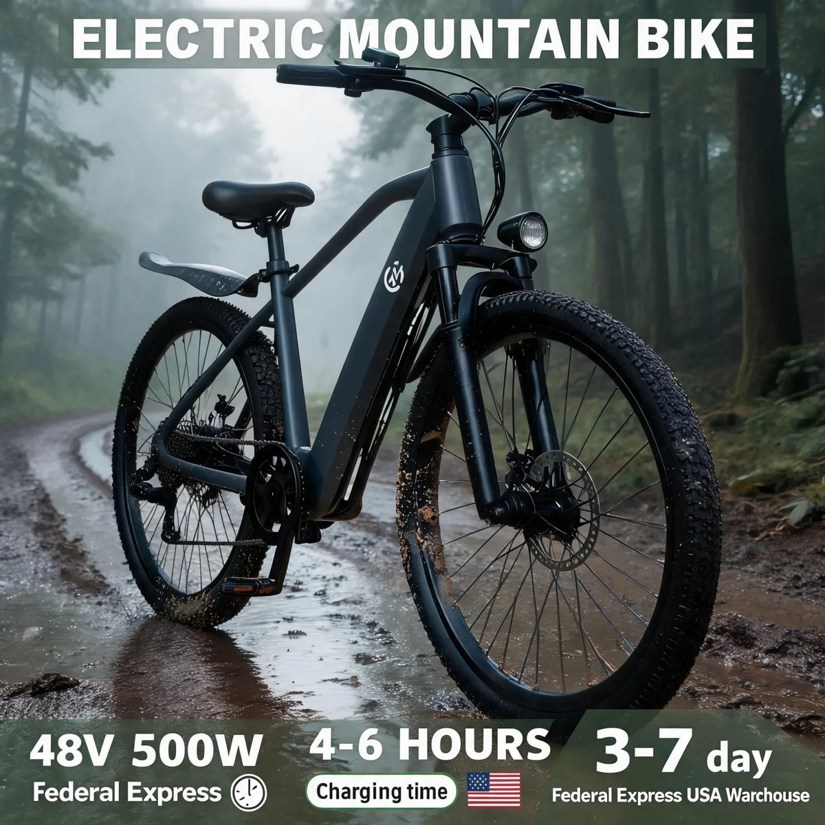26 Inch Trail Electric Mountain Bike with 250W Pedal Assist Motor and 36V Removable Battery