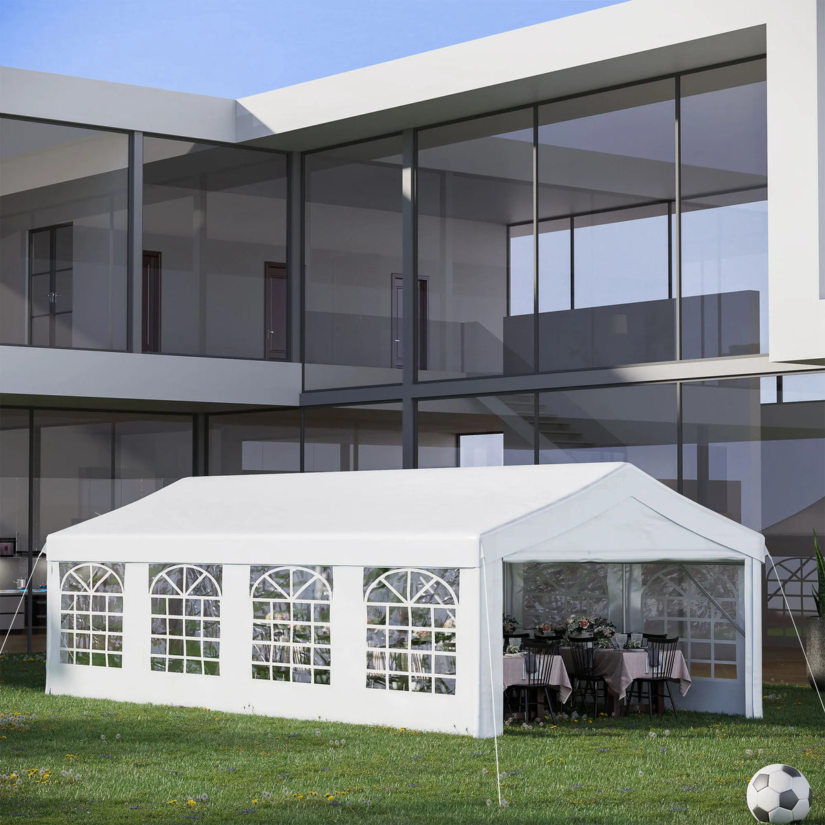 8m Gazebo Garden Marquee Canopy Party Carport Shelter Garage Tent White