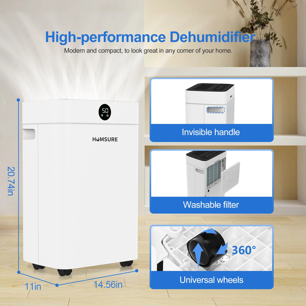 20L per Day Dehumidifier with 24-Hour Timer and Auto Defrost