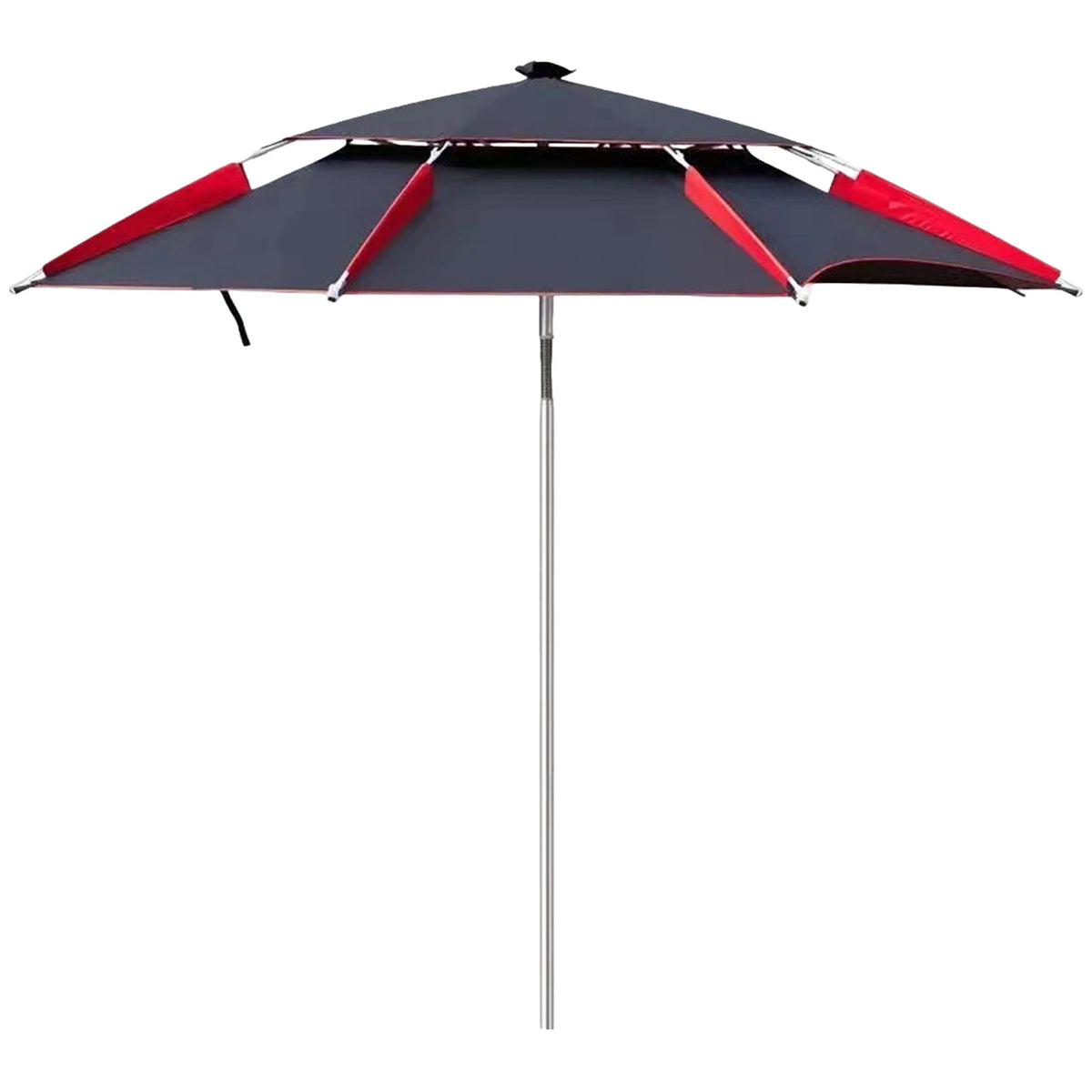 Large Double-Layer Beach and Fishing Umbrella, Portable Garden Parasol, Red