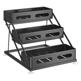 3-Layer Adjustable Height Spice Rack Countertop Organiser | Metal Kitchen Condiment Shelf with Suction Cup Base