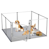 BINGOPAW 8 Panel Acrylic Dog Playpen Fence 120x120x61cm Whelping Pen Cage with Waterproof Pad