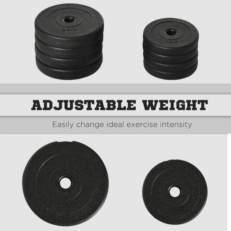 20KG Adjustable Dumbbells Set Black Steel Weight Set for Home Office Gym Body Fitness Lifting Training