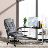 Grey Velvet Massage Office Chair with 6 Massage Points and Heat | 130° Reclining Height Adjustable Desk Chair