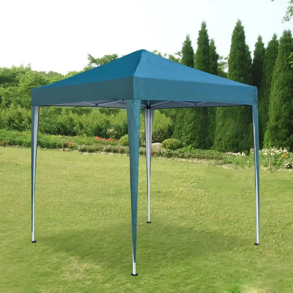 2x2m Waterproof Pop Up Gazebo Steel Frame 4 Polyester Sidewalls Church Windows for Garden Party BBQ Green