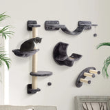 Wall Mounted Cat Furniture Set with Hammock, Ladder & Platforms, Space-Saving Cat Climbing Shelves