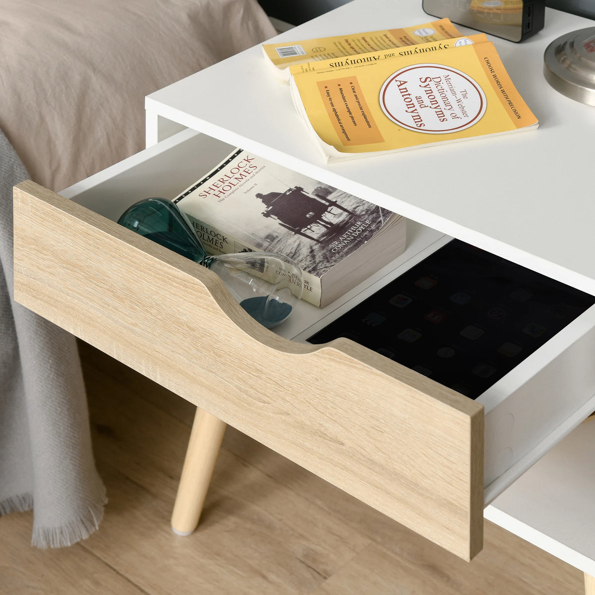 Bedside Table with Drawer & Shelf, Nightstand, End Table for Bedroom