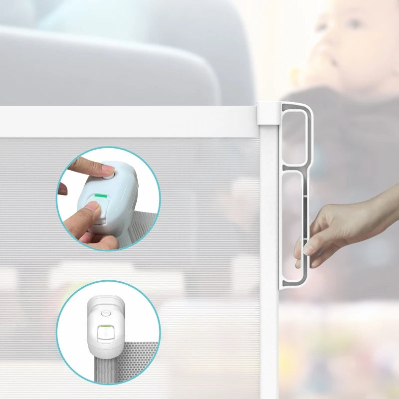 Extendable Cat Puppy Baby Gate 130cm Retractable Wall Mounted Child Safety Dog Stair Gate White