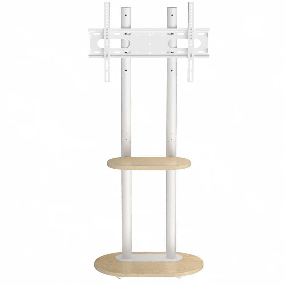 Height Adjustable Rolling TV Floor Stand with Shelves and Wheels for 40-75 Inch TVs, 60kg Capacity