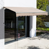 4 x 2.5m Manual Retractable Awning Window Door Sun Shade Canopy with Crank Handle and Wall Fittings