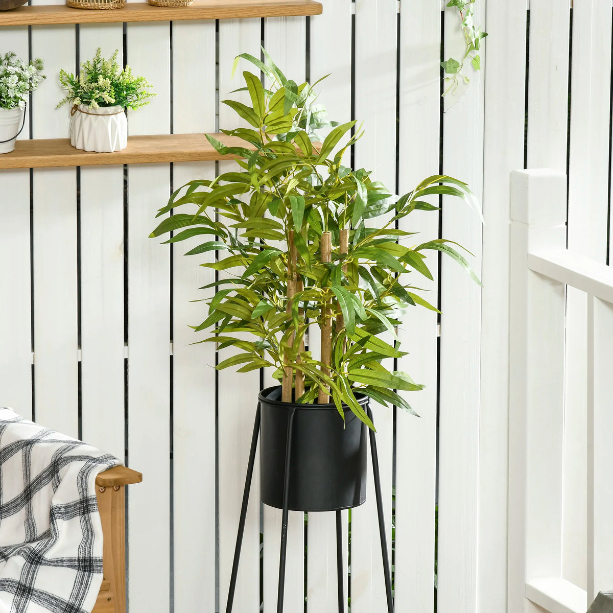 Potted Artificial Bamboo Tree Plant for Desk, Indoor and Outdoor, 60cm