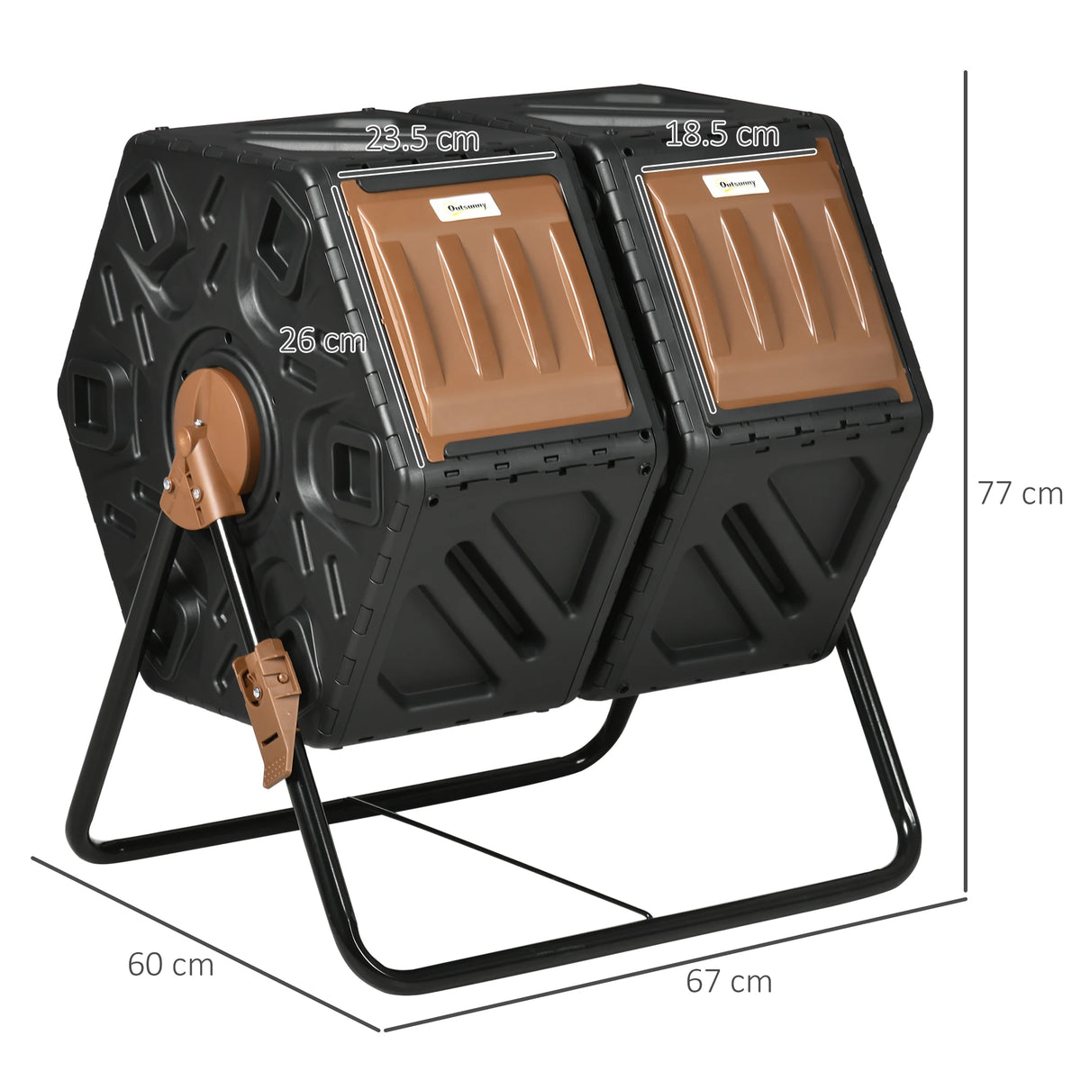 Dual Chamber Rotating Composter, 130L Compost Bin with Ventilation Openings