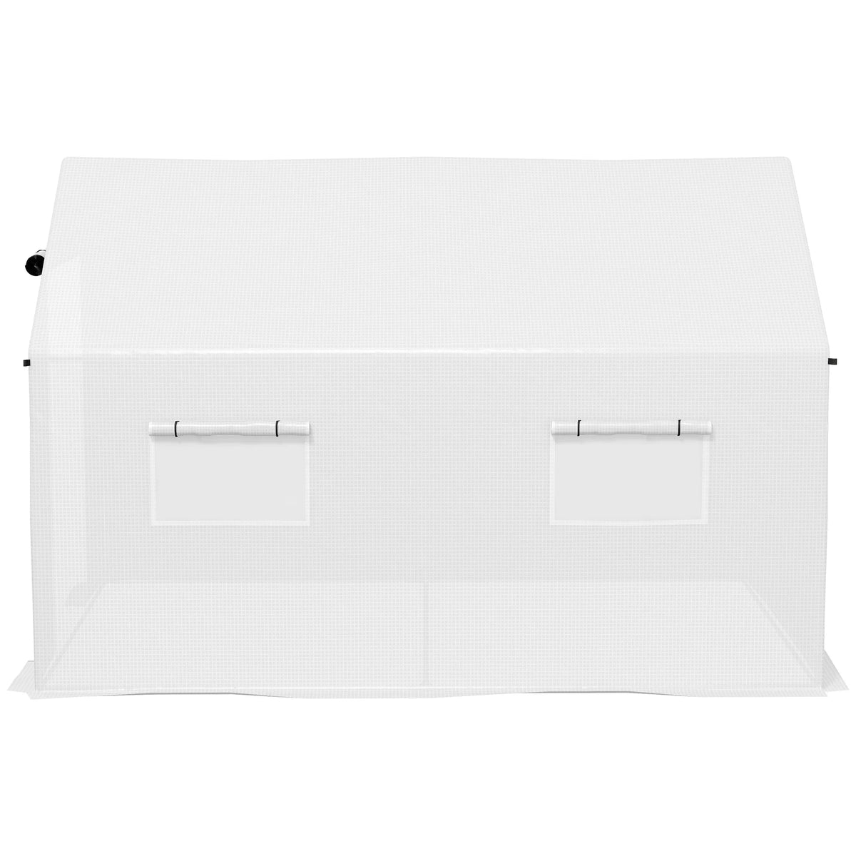 2 x 3m Polytunnel Greenhouse with Wide Door and 4 Mesh Windows, White