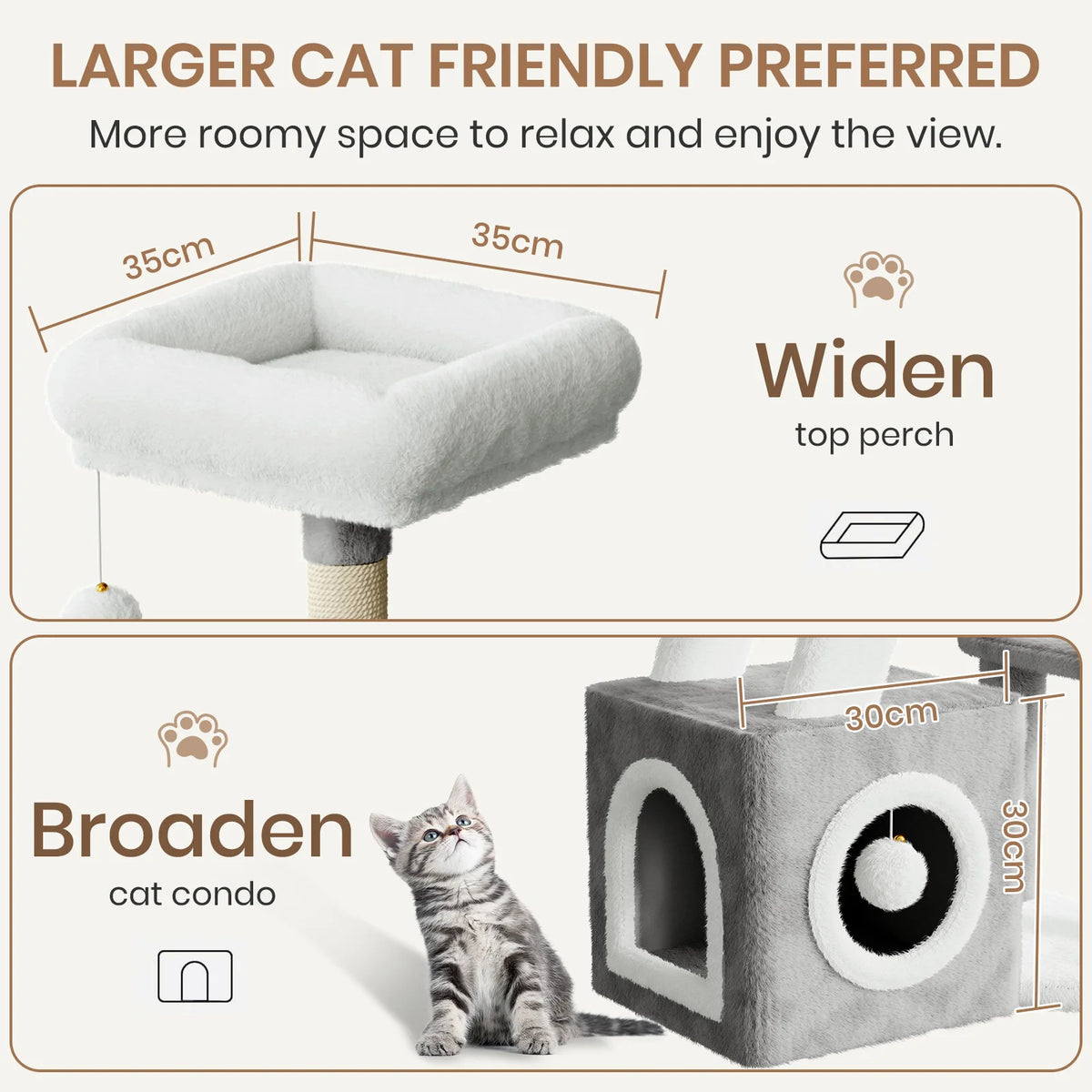 Dogat 107cm Multi-Level Cat Tree Tower Scratching Post Playhouse Activity Centre for Cats
