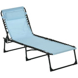 2 Piece Sun Lounger Set Folding Reclining Chaise Chair with 4 Position Backrest and Steel Frame for Beach Pool and Patio