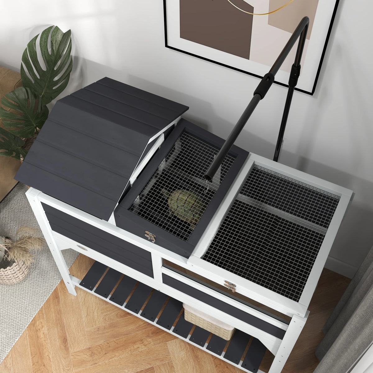 Tortoise House w/ Adjustable Lamp Holder, Openable Lid, Storage Shelf