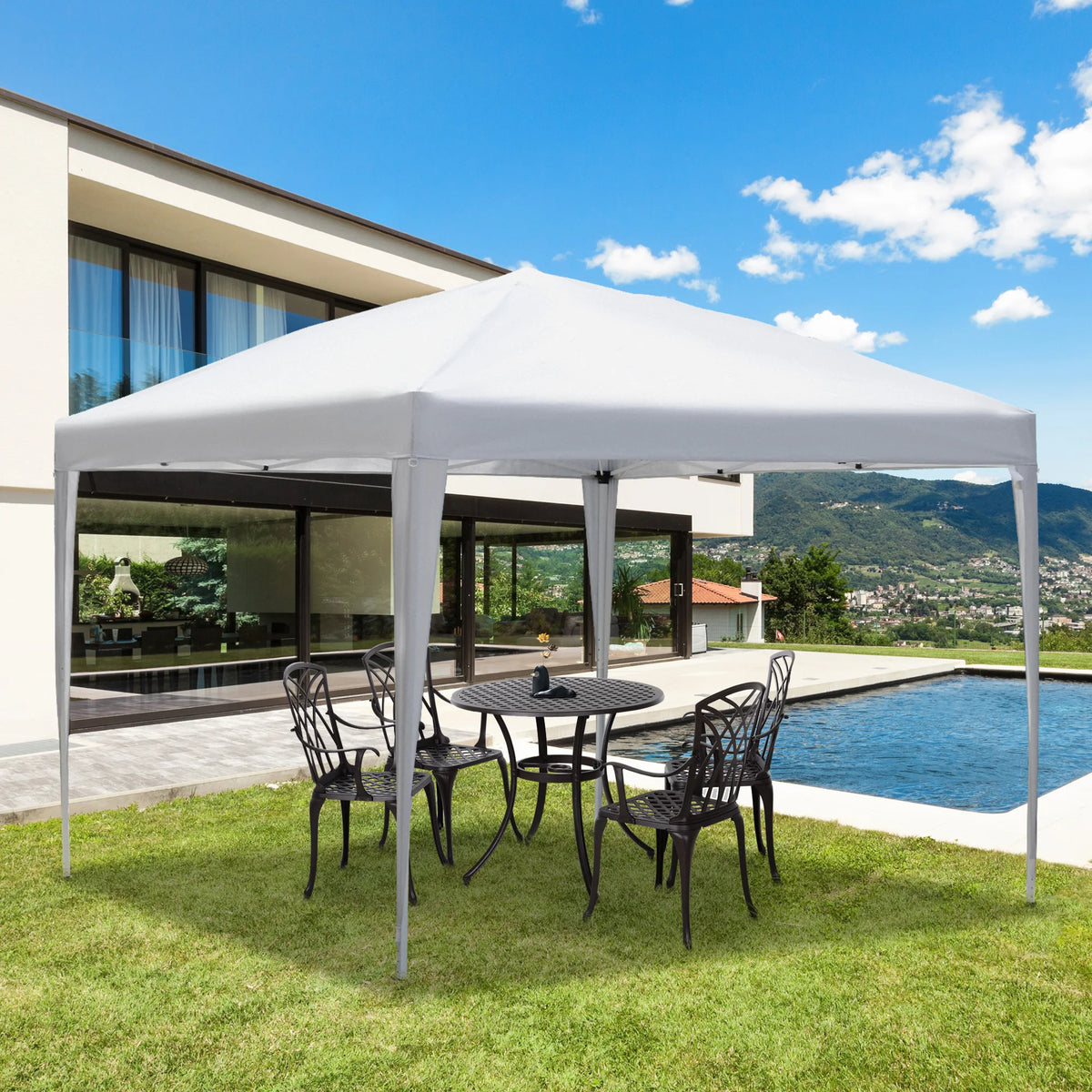 3 x 3m Pop-Up Gazebo with Carry Bag, Adjustable Height, White